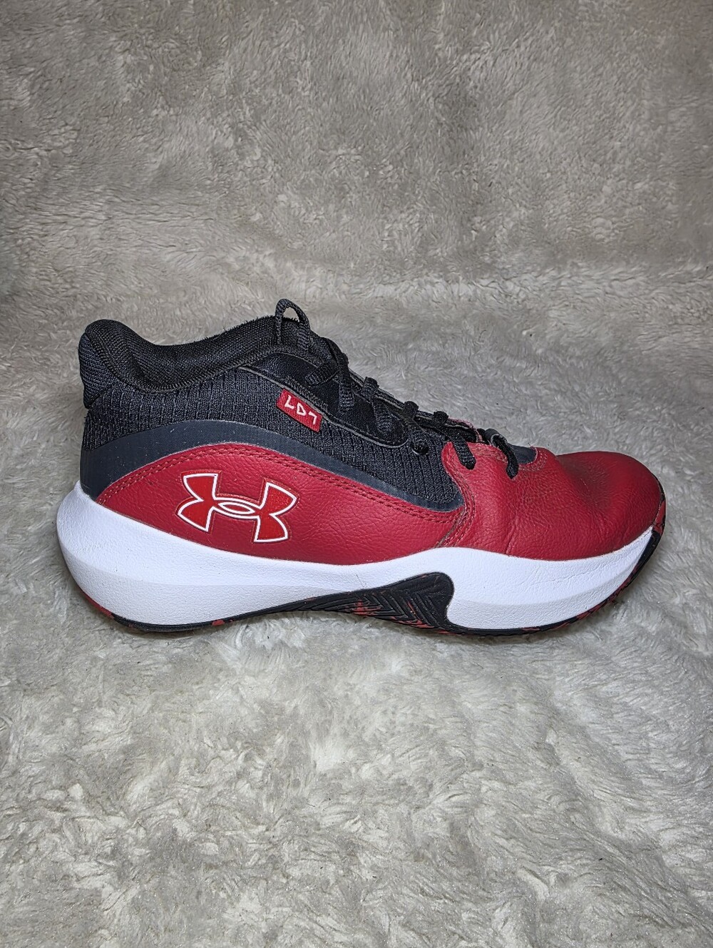 Under Armour Lockdown 7 Red Black Basketball Shoes Men 7 Women 8.5 Excellent - Picture 5 of 9